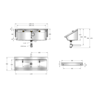 Washing trough | Stainless steel | Including taps | 4 formats