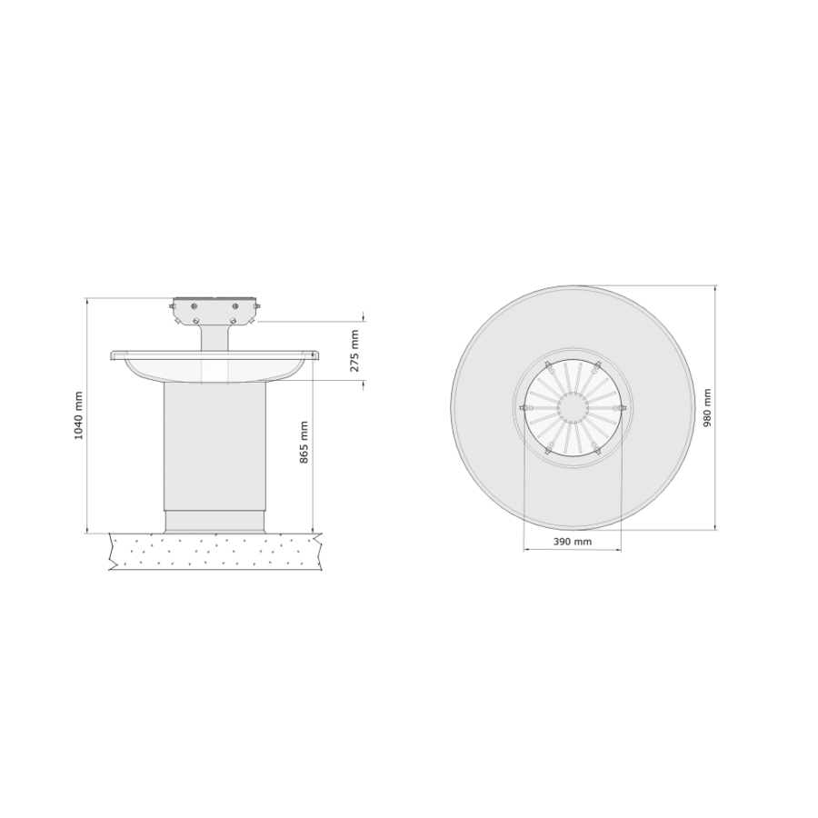 Waschbrunnen aus Edelstahl | Ø100x(h)85,5cm | 6 Personen