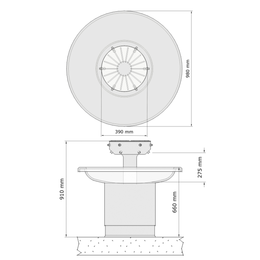 Waschbrunnen | Edelstahl | Ø 100cm | 6 Kinder