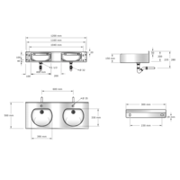lavabo multiple | acier inoxydable | 1200x515x(h)200 mm
