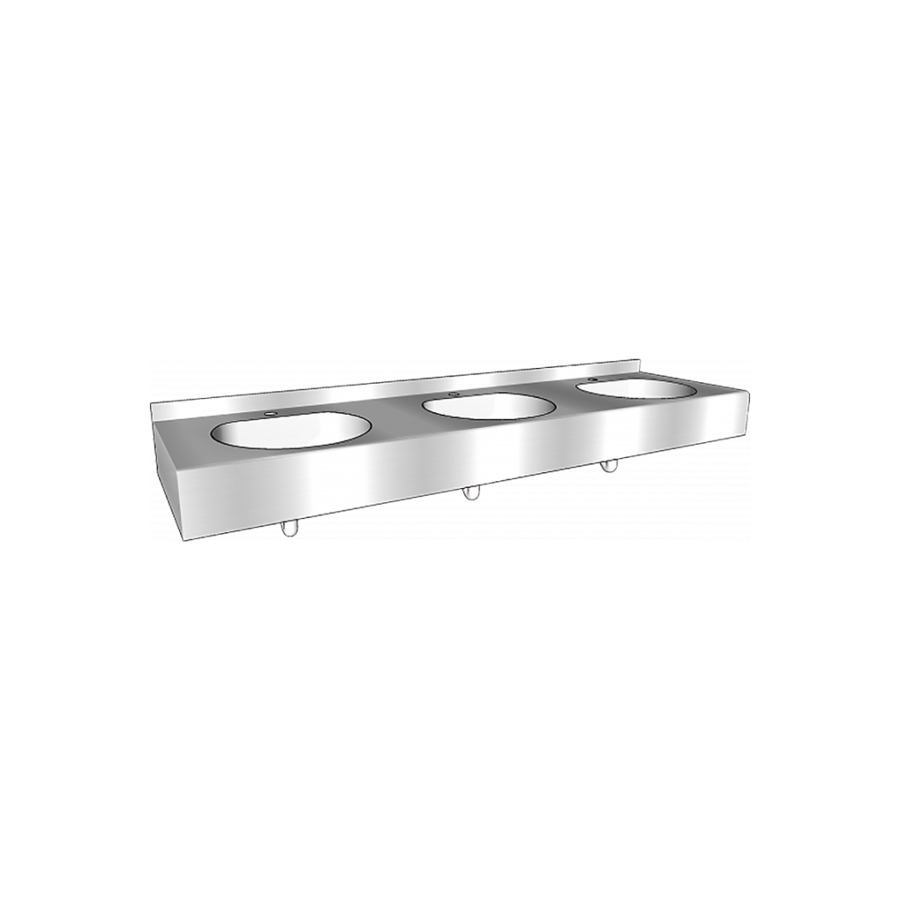 Reihenwaschtisch mit Spritzschutz | Edelstahl | 1800x515x(h)200 mm