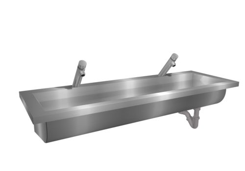  HorecaTraders Washing trough | Stainless steel | 1200 x 400 x 240 mm | 6 formats 