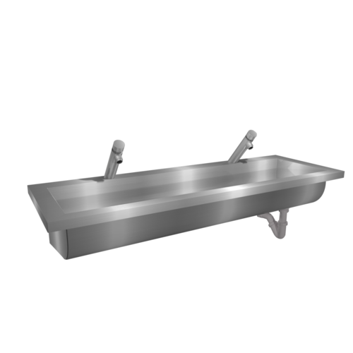  HorecaTraders Washing trough | Stainless steel | 1200 x 400 x 240 mm | 6 formats 