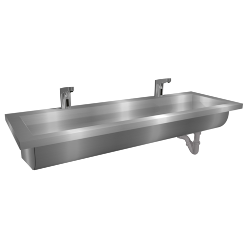  HorecaTraders Washing trough | Stainless steel | Incl. infrared taps | 6 formats 