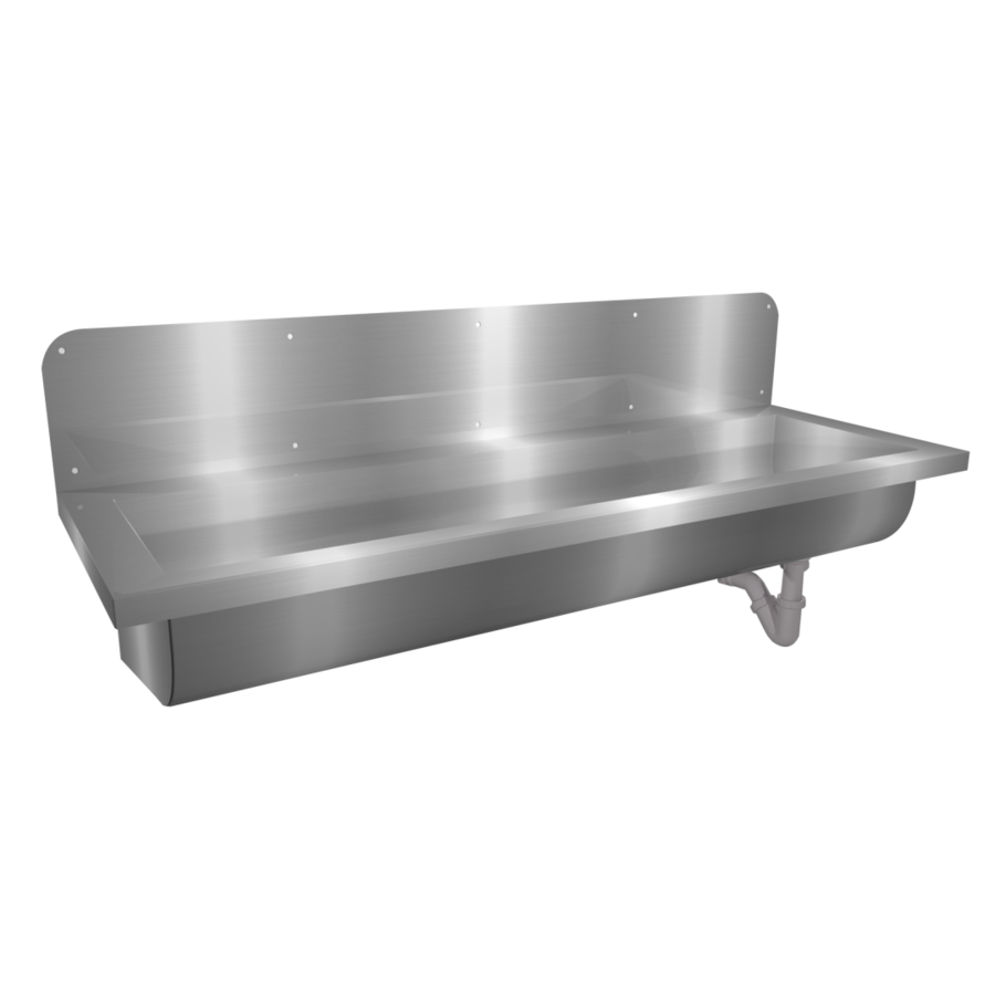 Stainless steel wash trough with splashback | 6 sizes