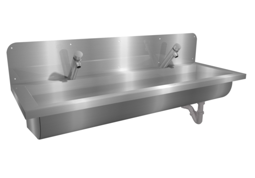  HorecaTraders washing trough | Stainless steel | Incl. taps | 6 formats 