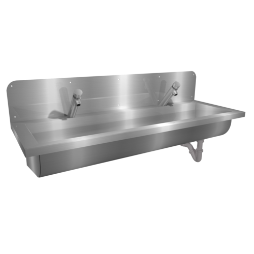  HorecaTraders washing trough | Stainless steel | Incl. taps | 6 formats 