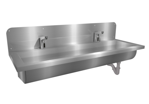  HorecaTraders Washing trough | Stainless steel | Incl. taps | 6 formats 