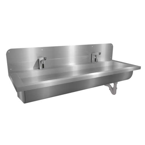  HorecaTraders Washing trough | Stainless steel | Incl. taps | 6 formats 