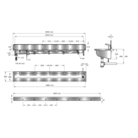 Washing trough | Stainless steel | Incl. taps | 6 formats