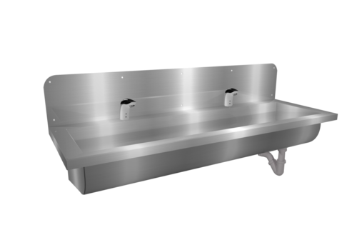  HorecaTraders Washing trough | Stainless steel | Incl. taps | 6 formats 