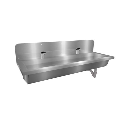  HorecaTraders Washing trough | Stainless steel | Incl. taps | 6 formats 