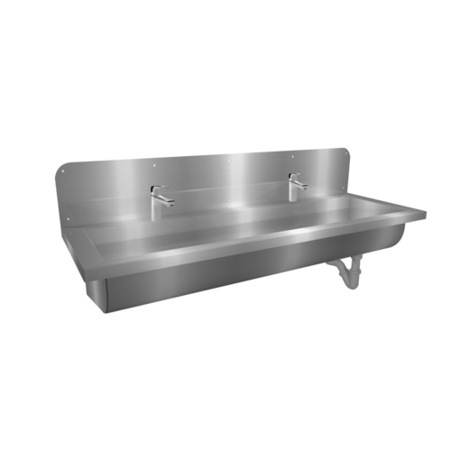  HorecaTraders Washing trough | Stainless steel | Incl. taps | 6 formats 