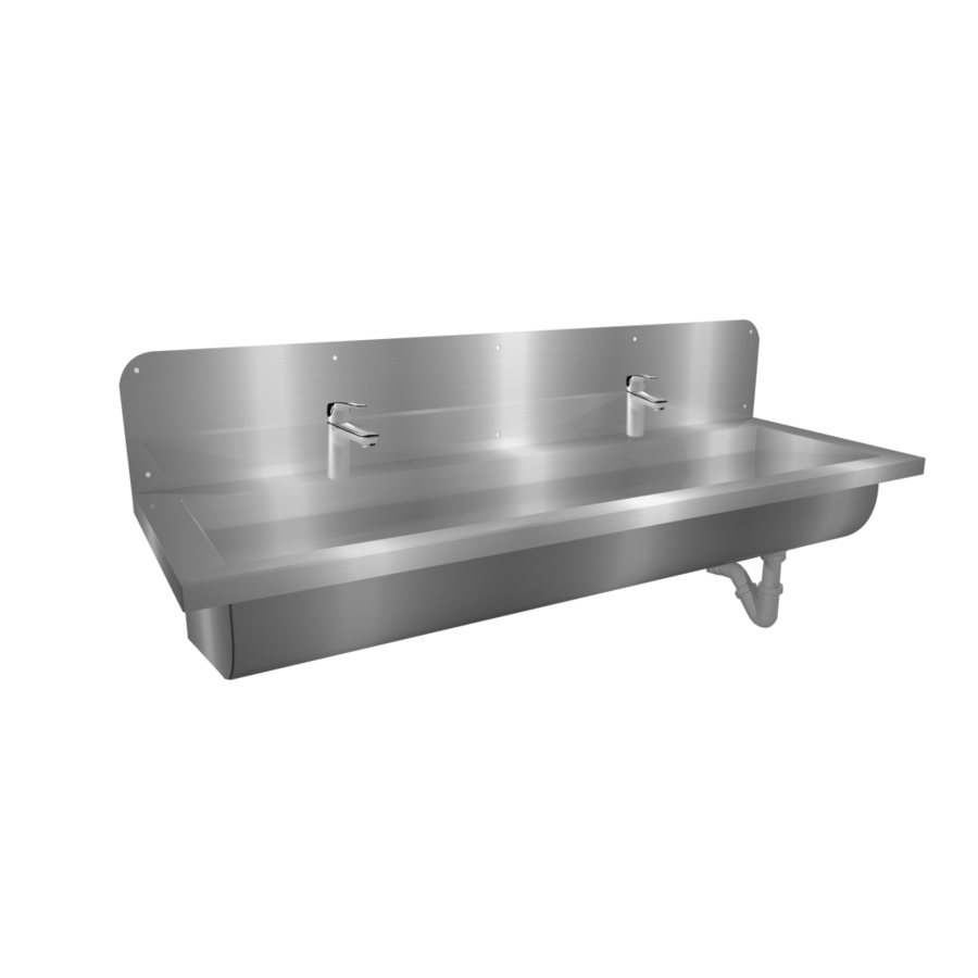 Washing trough | Stainless steel | Incl. taps | 6 formats