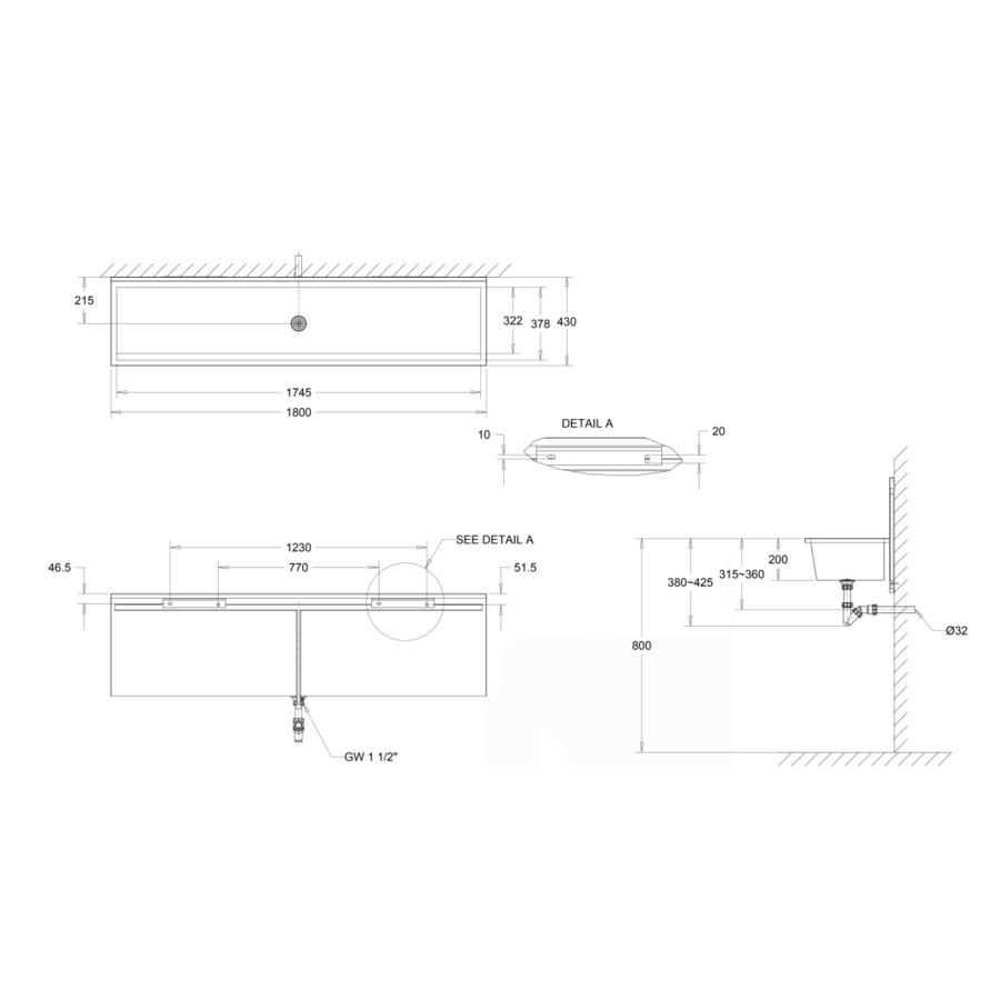 Laundry chute | Stainless steel | 4 formats