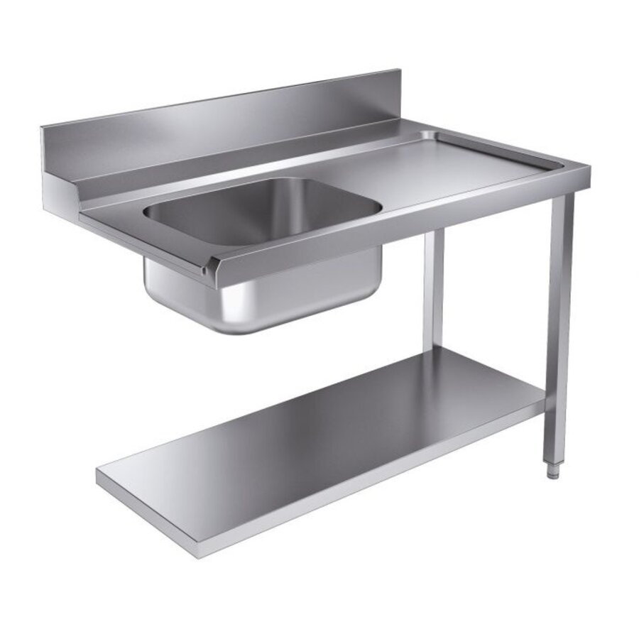 Futtertisch mit unterer Ablage | 120 cm | Edelstahl | Rechts