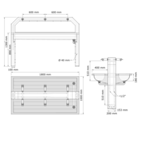 Waseiland van RVS | 1220(b)x1000(d)x1300(h) mm | 4 of 6 plaatsen