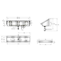 Wastrog | RVS | 1200 x 475 x 425 mm | 4 formaten