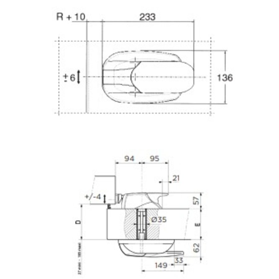 Serrure monopoint avec clé - composite excl. gâche