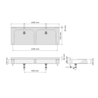 Multiple washbasin | polymer concrete | 1200 x 510 x 180 mm | 10 colours