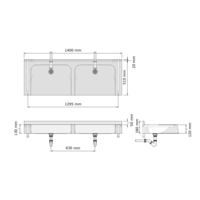 Multiple washbasin | polymer concrete | 1400 x 510 x 180 mm | 10 colours