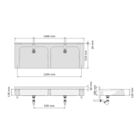 Multiple washbasin | polymer concrete | 1400 x 510 x 180 mm | 10 colours
