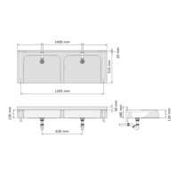 Multiple washbasin | polymer concrete | 2100 x 510 x 180 mm | 10 colours