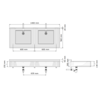 lavabo multiple | béton polymère | 1200 x 560 x 200 mm | 10 couleurs