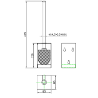 Toilettenbürstengarnitur | Edelstahl | B 85 x T 85 x H 150