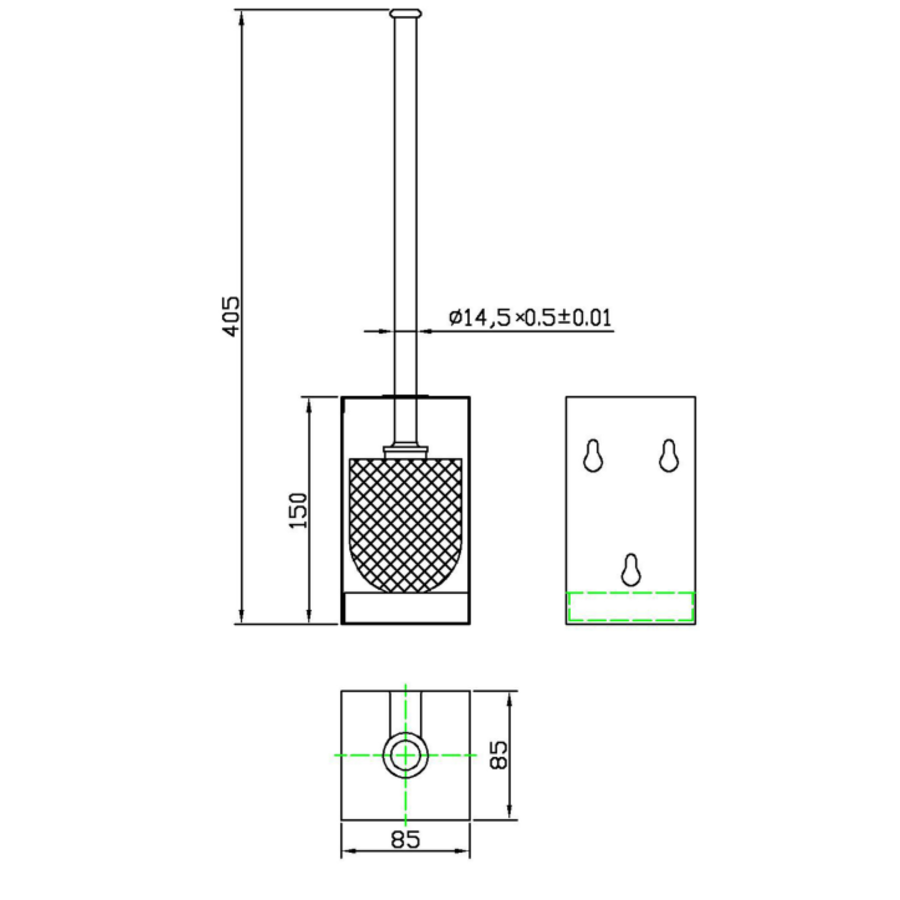 toilet brush set | Stainless steel | W 85 x D 85 x H 150