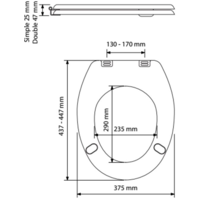 Toiletzitting met deksel | RVS | B 375 x D 447 x H 1092 mm