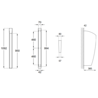 urinoirschot | RVS  | B 80/57 x D 385 x H 1092 mm