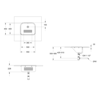 built-in sink | stainless steel | W 550 x D 450 x H 190 mm