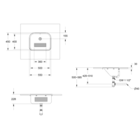 built-in sink | Stainless steel | W 550 x D 450 x H 190 mm