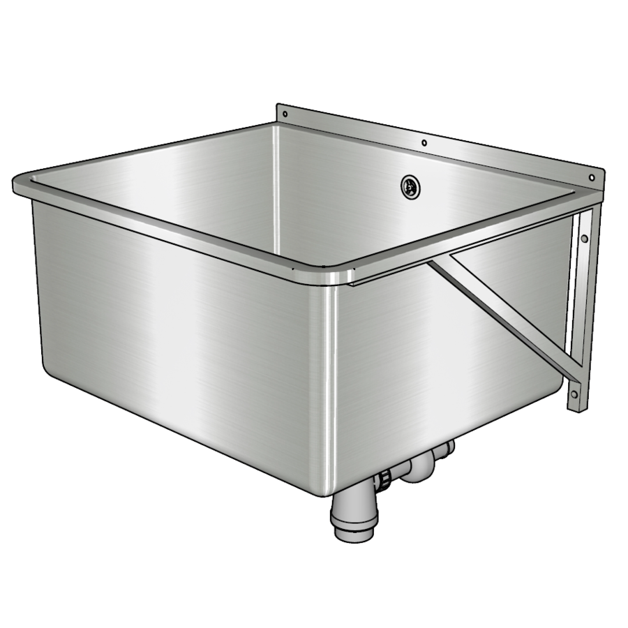 vasque murale | acier inoxydable | L 640 x P 540 x H 300 mm