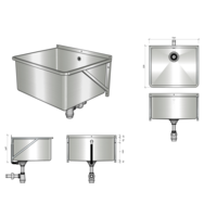 pouring tray for wall mounting | Stainless steel | W 640 x D 540 x H 300 mm