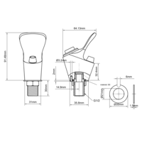 fontaine à eau à fermeture automatique en acier inoxydable | 68 x 97 mm