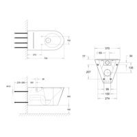 toilettes suspendues pour personnes handicapées | acier inoxydable | 370 x 700 x(h)340 mm