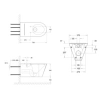 wandhangend toilet voor mindervaliden | RVS | 370 x 700 x(h)340 mm