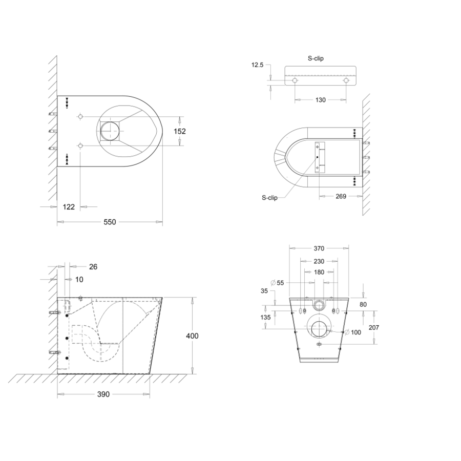 toilettes debout | acier inoxydable | 370 x 550 x(h)400 mm