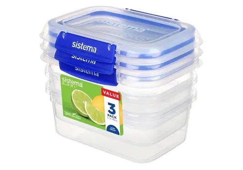  Sistema Boîte de conservation alimentaire Klip It Plus | 14,9 (h) x 14,5 (l) x 17,6 (p) cm | 1L | 3 pièces 