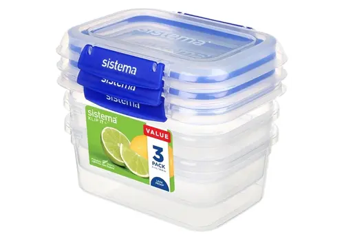  Sistema Sistema Klip It Plus food storage box | 14.9(h) x 14.5(w) x 17.6(d)cm | 1L | 3 pieces 