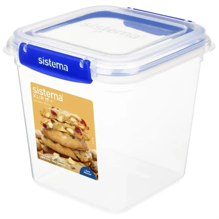 Sistema Klip It Plus square food storage box | 15.8x16.1x (h) 15.6 cm | 2.3 liters