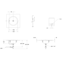 lavabo | rond | Encart | acier inoxydable | Brossé