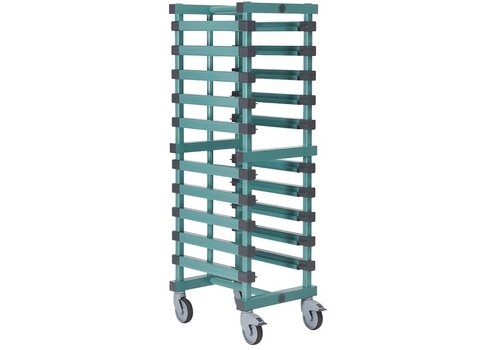  HorecaTraders chariot à étagères en plastique | 600x400mm | 12 étages | 54x66x(h)157,5 cm 