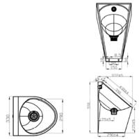 Urinal aus Edelstahl | B 330 x T 372 x H 550 mm
