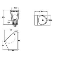 Stainless steel urinal | W 330 x D 433 x H 570 mm