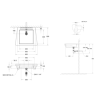 lavabo pour personnes handicapées | acier inoxydable | L 620 x P 505 x H 150 mm.