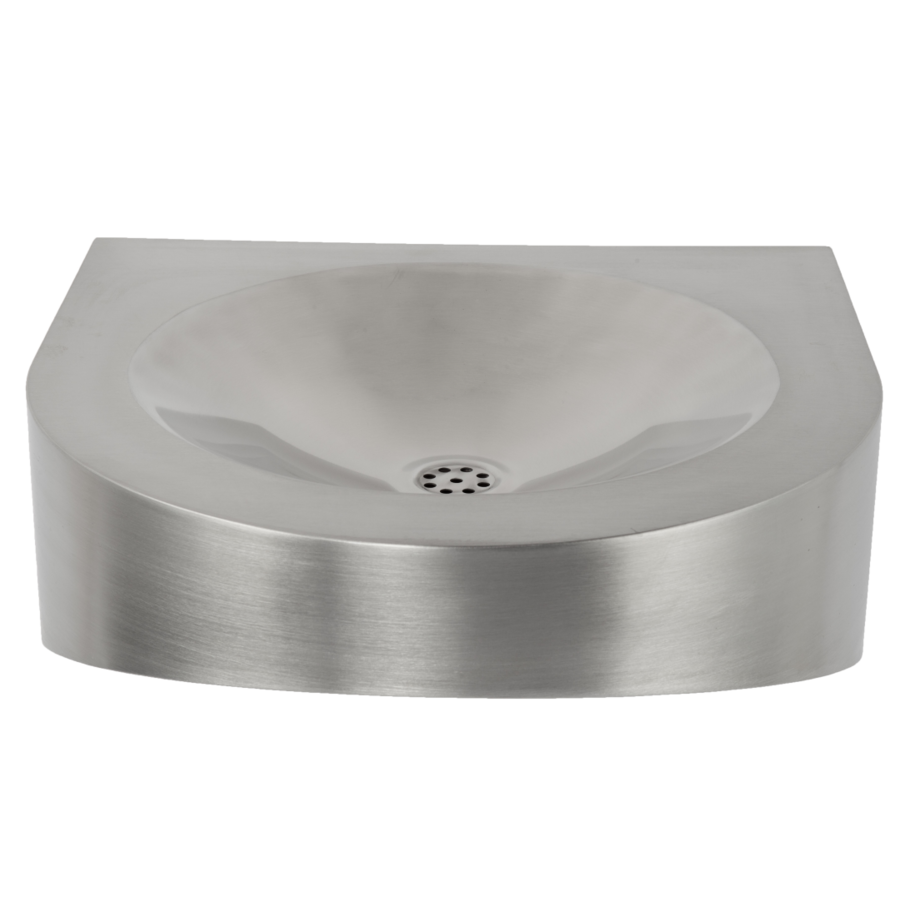 washbasin for disabled people | Stainless steel | W 400 x D 390 x H 68/148 mm