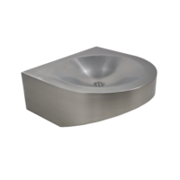 washbasin for disabled people | Stainless steel | W 400 x D 390 x H 68/148 mm